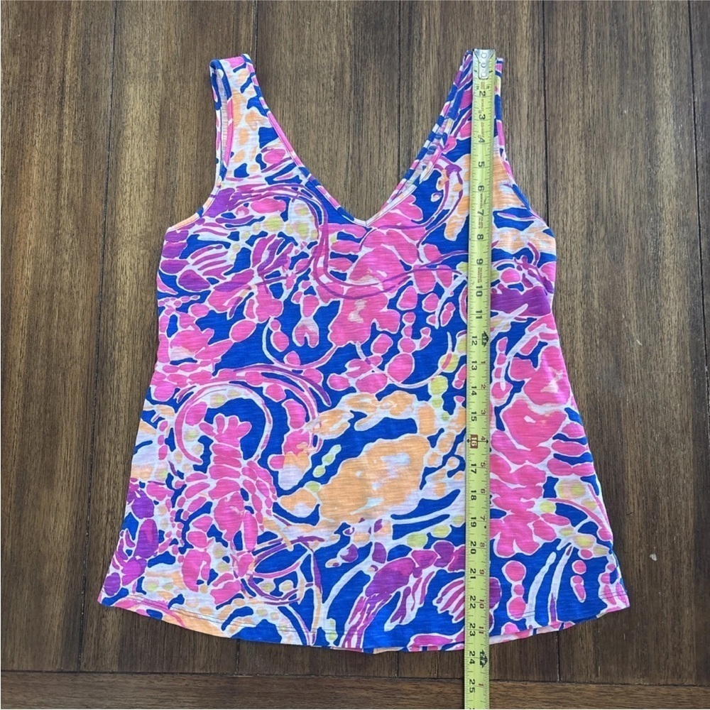 Lilly Pulitzer Gigi V-Neck Tank Top Brilliant Blue Catch & Release Women's S - Picture 4 of 11